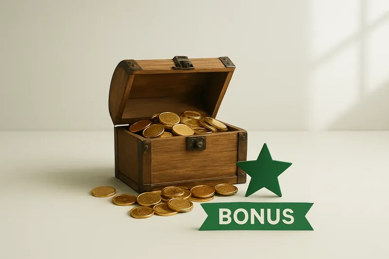 Small open treasure box spilling gold coins with bonus ribbon